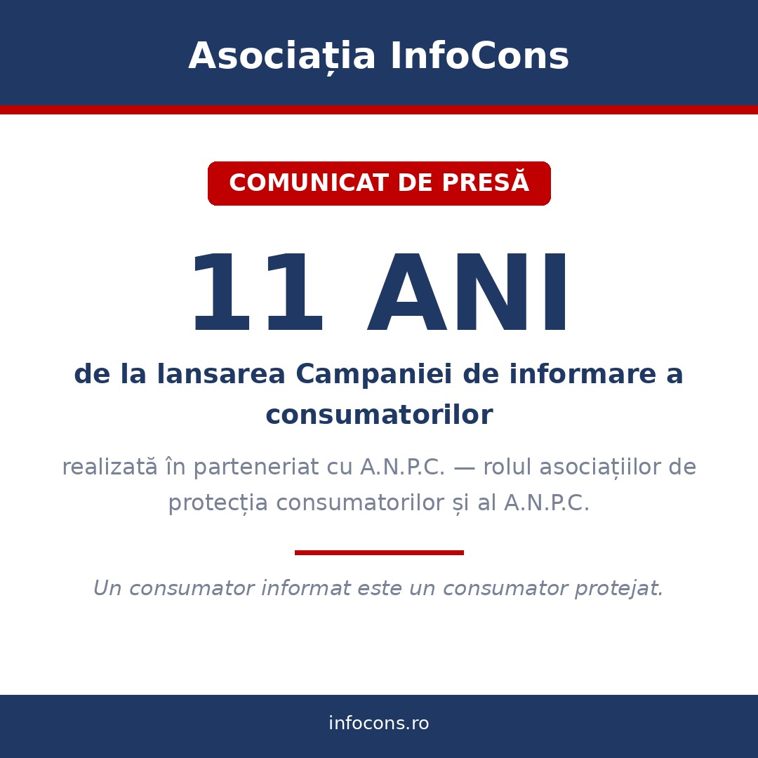 Comunicat de presa - 11 ani de la lansarea Campaniei de informare a consumatorilor in parteneriat cu ANPC