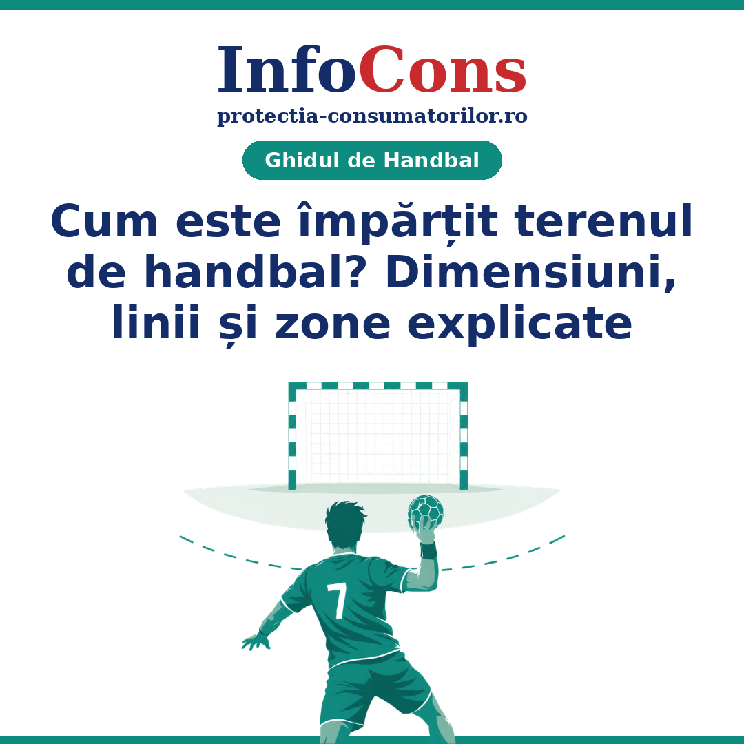 Cum este împărțit terenul de handbal - Dimensiuni, linii și zone explicate