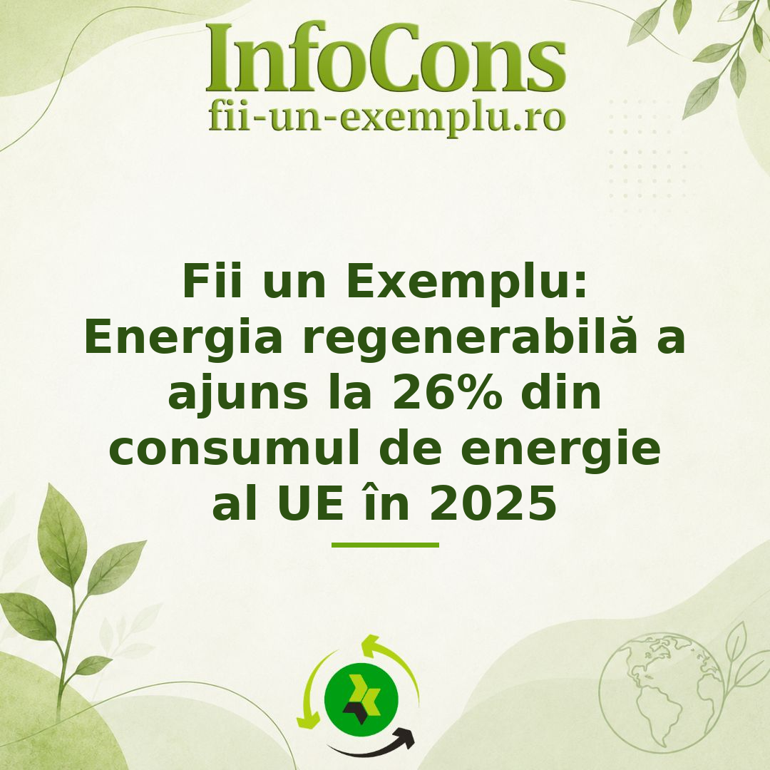 Energia regenerabilă a ajuns la 26% din consumul de energie al UE în 2025 - Fii un Exemplu pentru Mediu