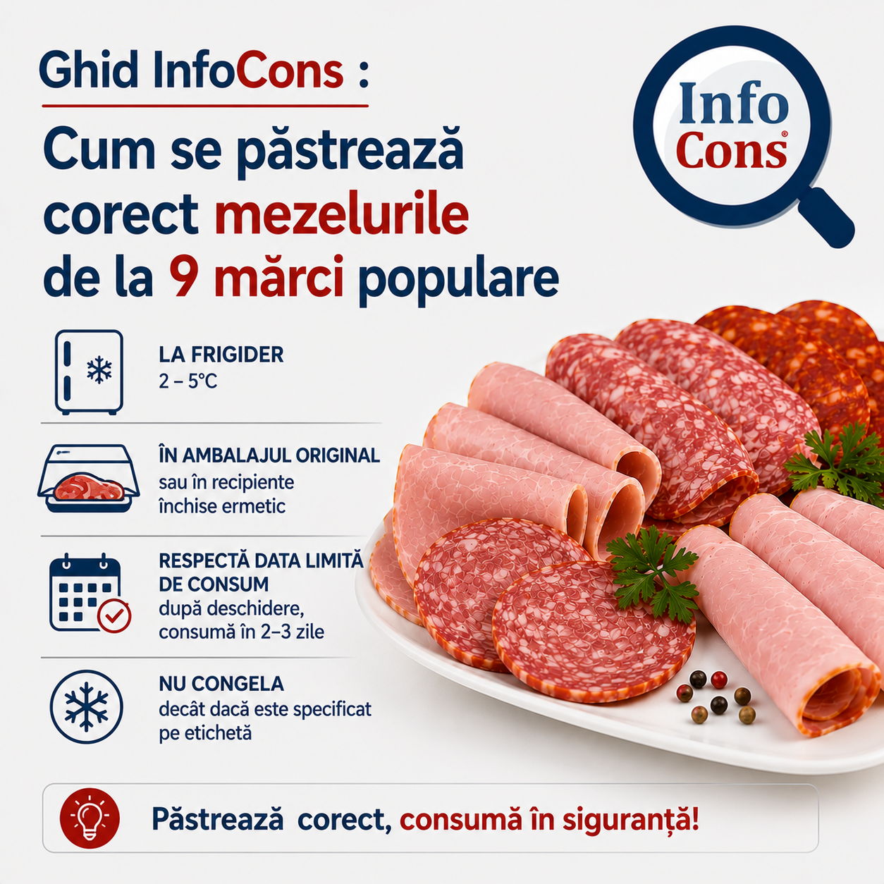 Ghid InfoCons : Cum se păstrează corect mezelurile de la 9 mărci populare