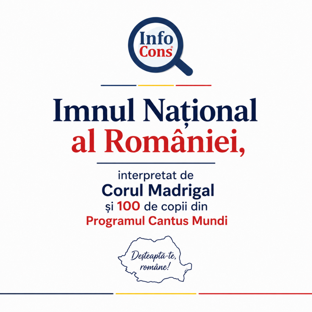 Imnul Național al Rom&acirc;niei , interpretat de Corul Madrigal și 100 de copii din Programul Cantus Mundi