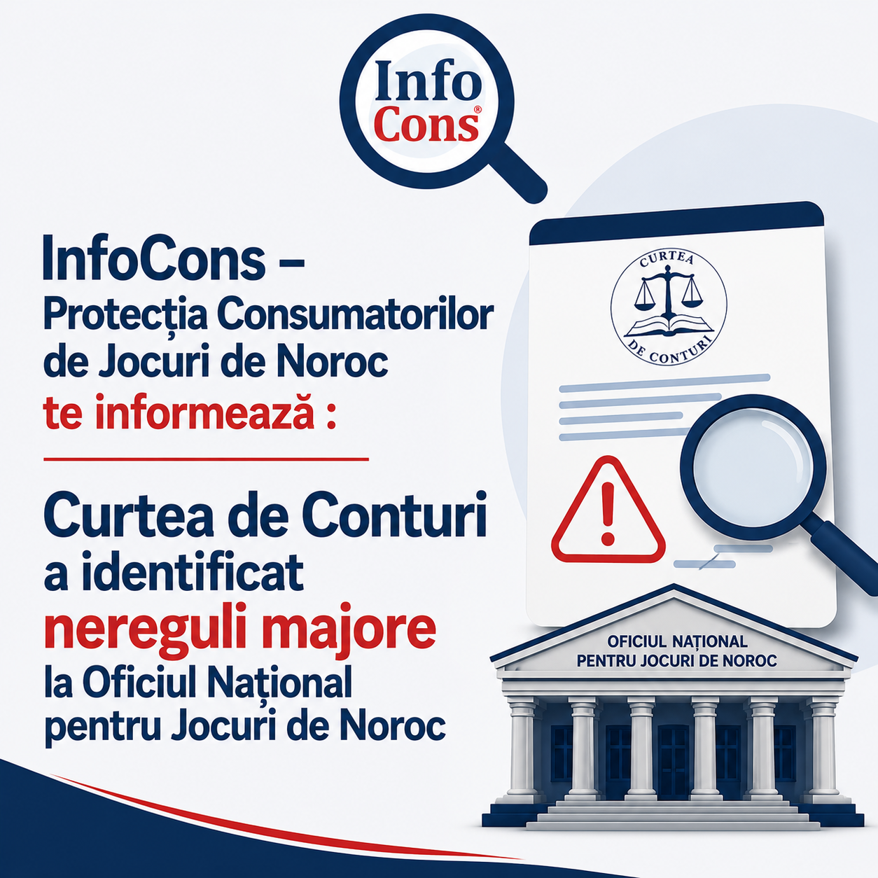 InfoCons &ndash; Protecția Consumatorilor de Jocuri de Noroc te informează : Curtea de Conturi a identificat nereguli majore la Oficiul Național pentru Jocuri de Noroc