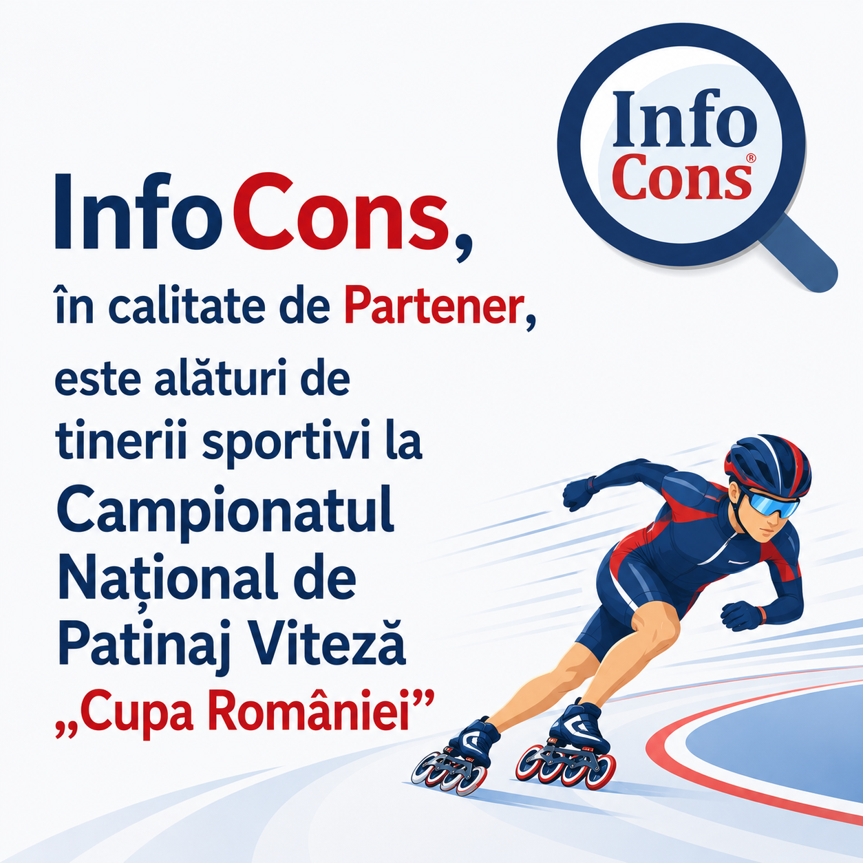 InfoCons , în calitate de Partener , este alături de tinerii sportivi la Campionatul Național de Patinaj Viteză „Cupa României ”