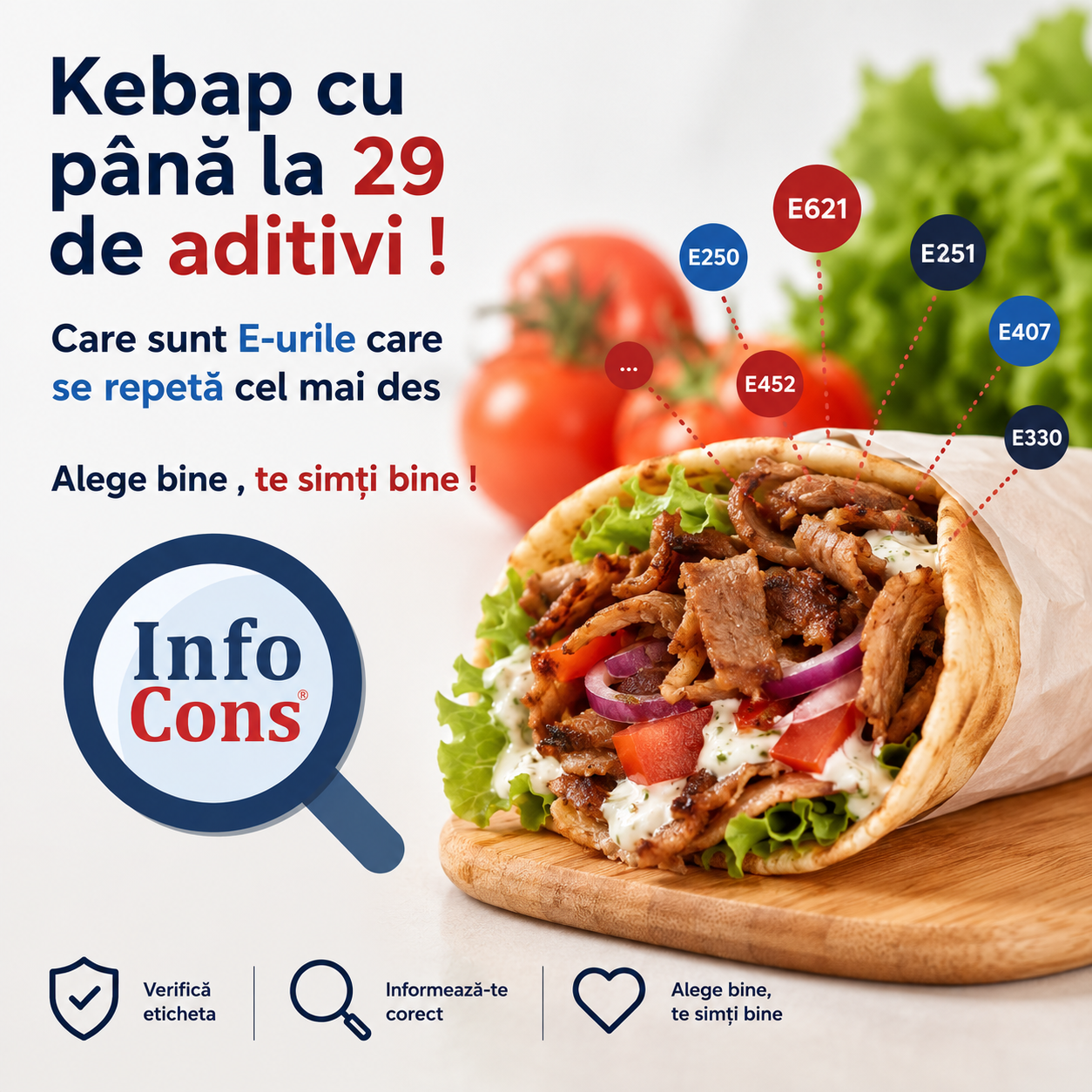 Kebap cu p&acirc;nă la 29 de aditivi ! Care sunt E-urile care se repetă cel mai des &ndash; Alege bine , te simți bine !