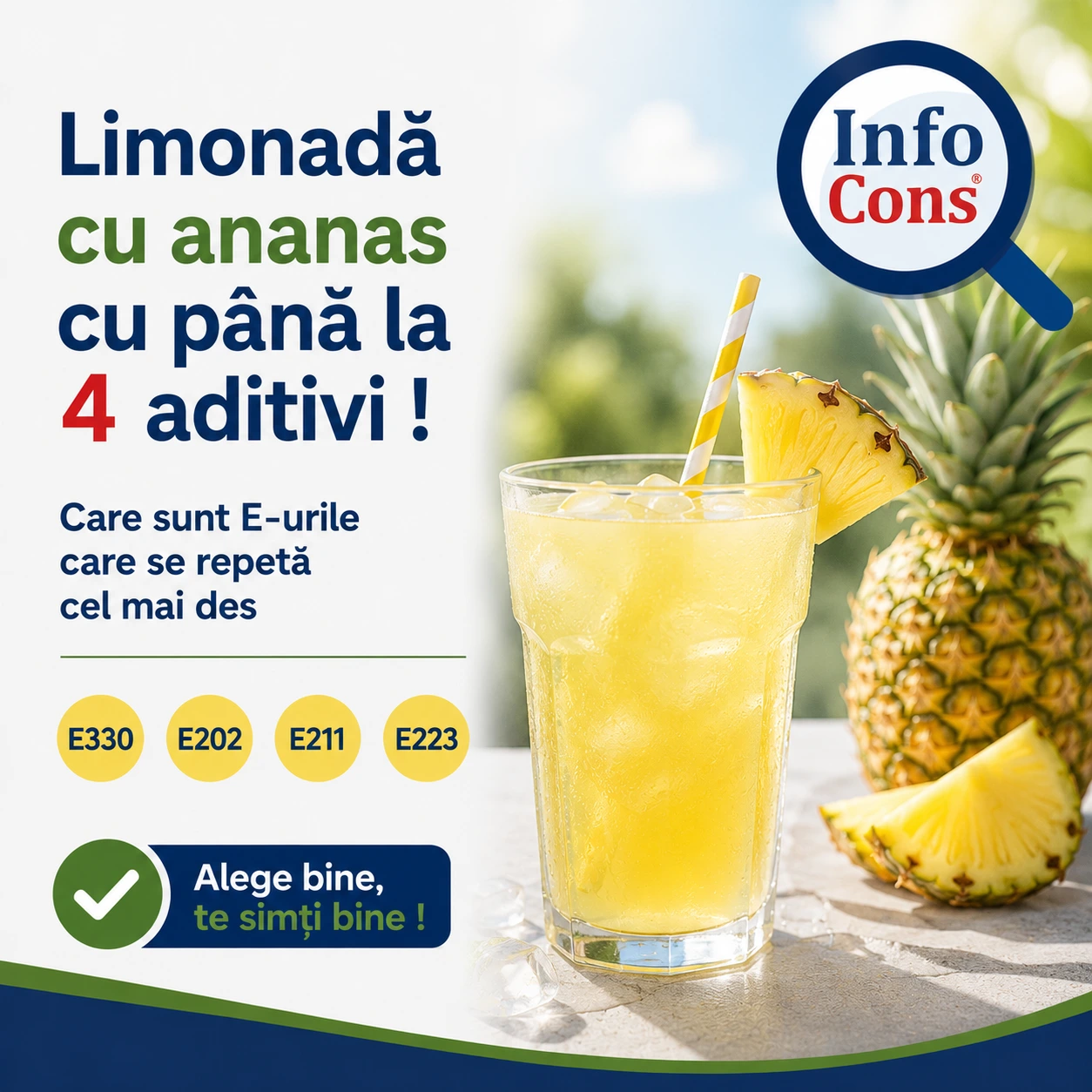 Limonadă cu ananas cu până la 4 aditivi ! Care sunt E-urile care se repetă cel mai des – Alege bine , te simți bine !