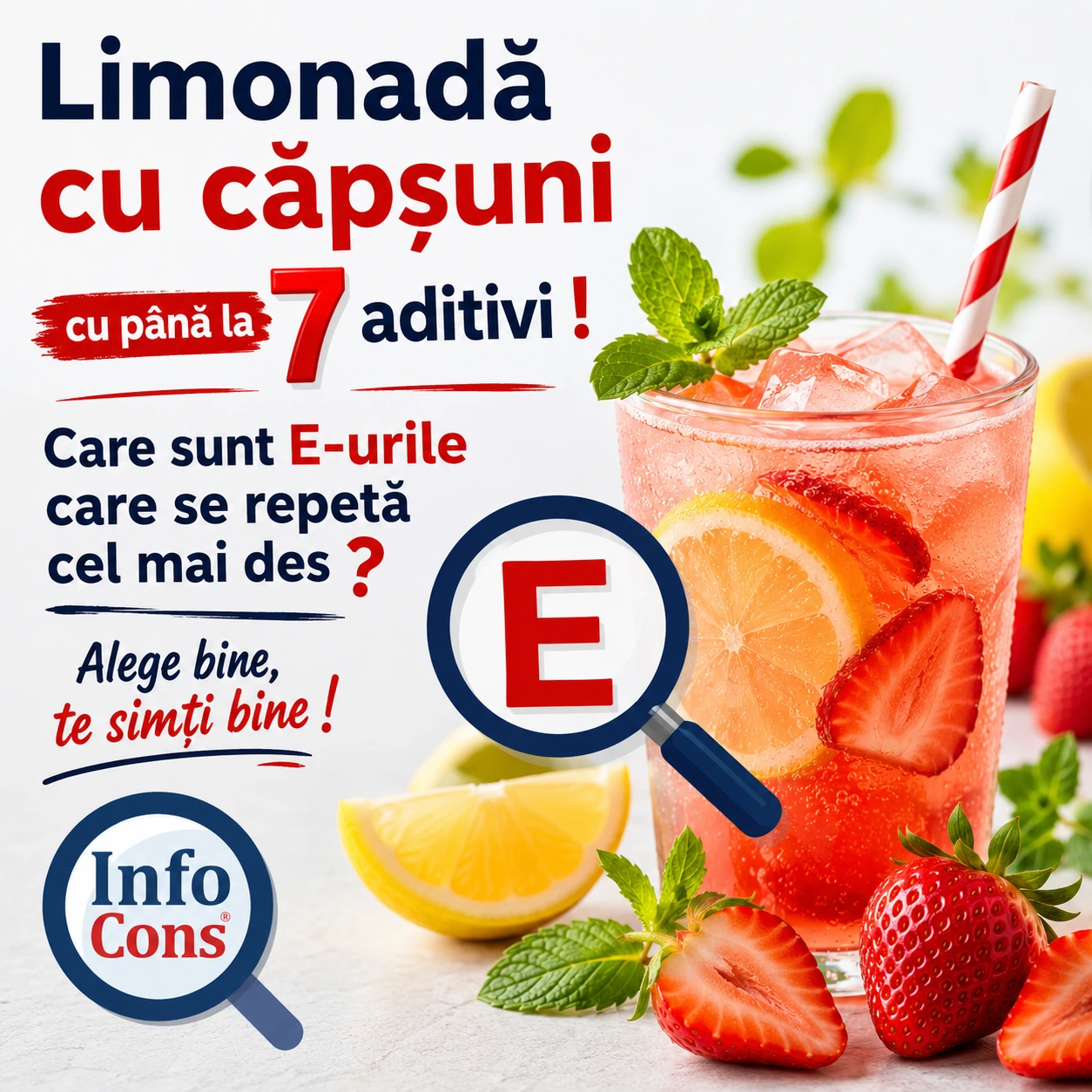 Limonadă cu căpșuni cu p&acirc;nă la 7 aditivi ! Care sunt E-urile care se repetă cel mai des &ndash; Alege bine , te simți bine !