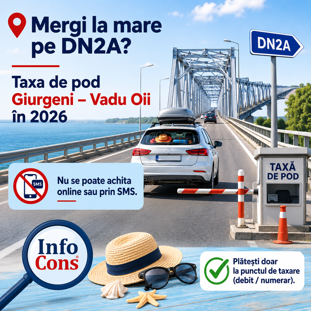 Mergi la mare pe DN2A ? C&acirc;t costă taxa de pod Giurgeni &ndash; Vadu Oii &icirc;n 2026 și de ce nu poți achita online sau prin SMS