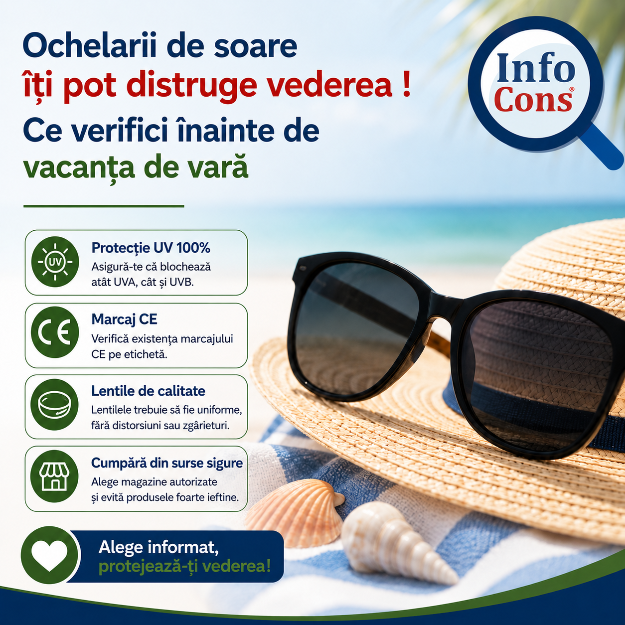 Ochelarii de soare îți pot distruge vederea ! Ce verifici înainte de vacanța de vară