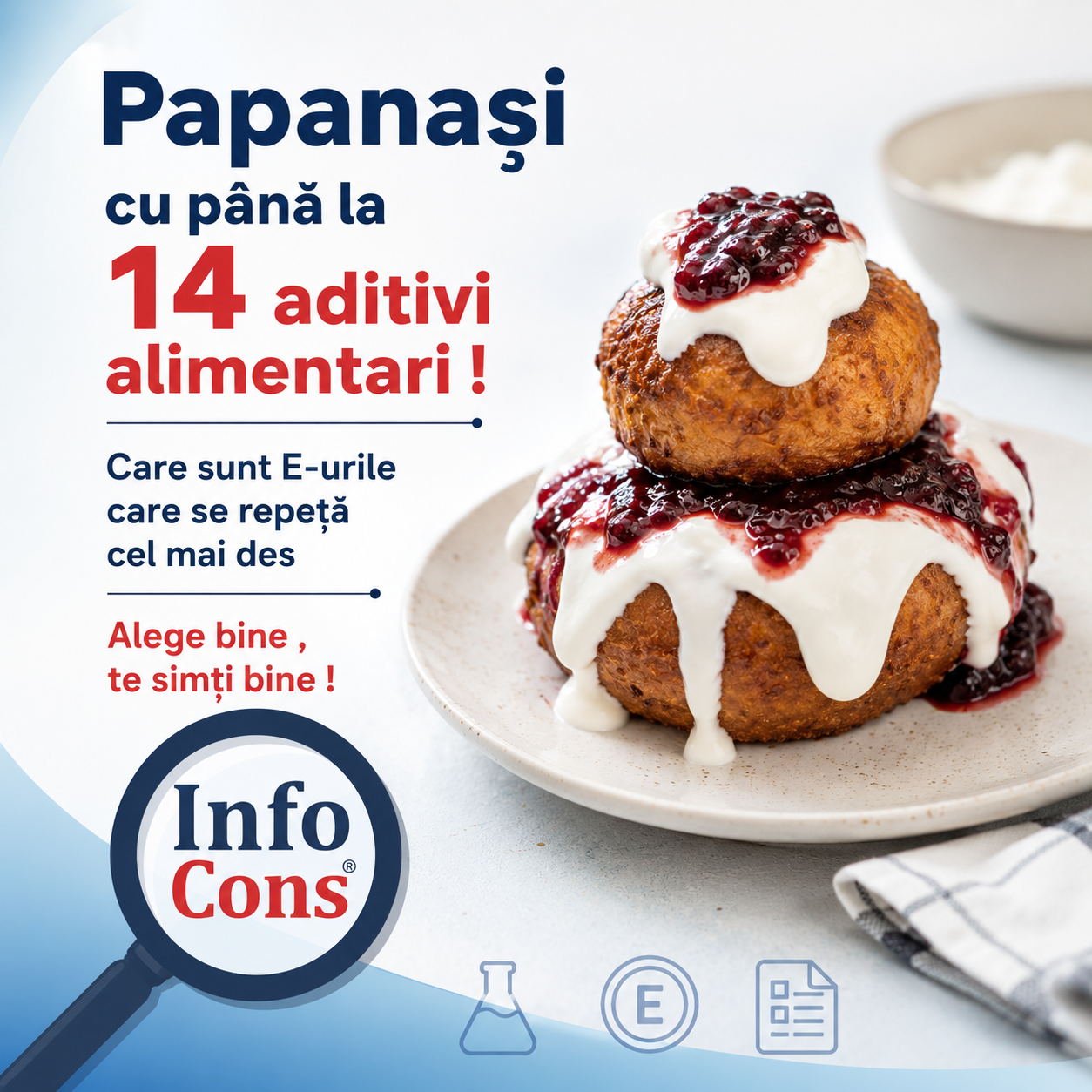 Papanași cu până la 14 aditivi alimentari ! Care sunt E-urile care se repetă cel mai des – Alege bine , te simți bine !