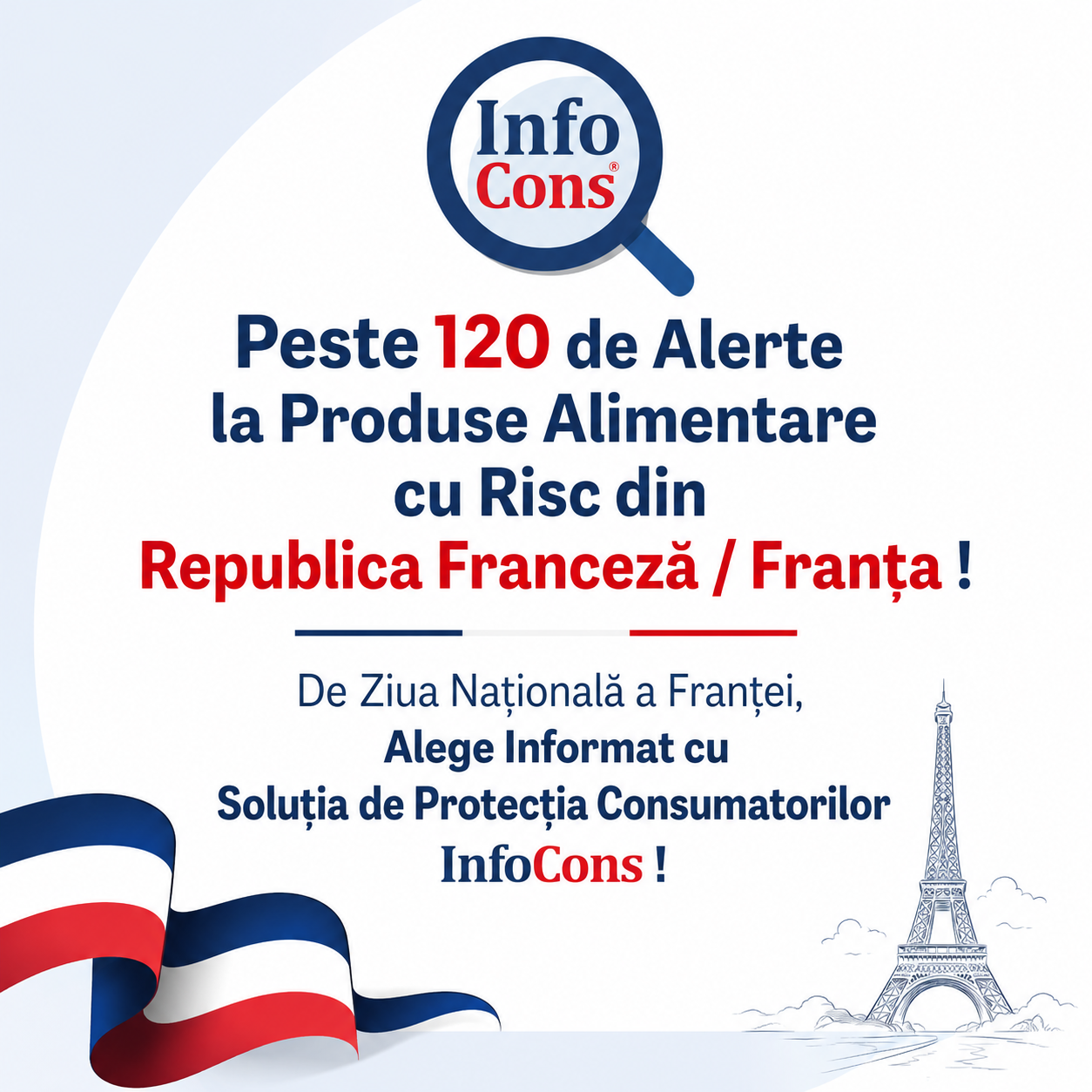 Peste 120 de Alerte la Produse Alimentare cu Risc din Republica Franceză / Franța ! De Ziua Națională a Franței, Alege Informat cu Soluția de Protecția Consumatorilor InfoCons !