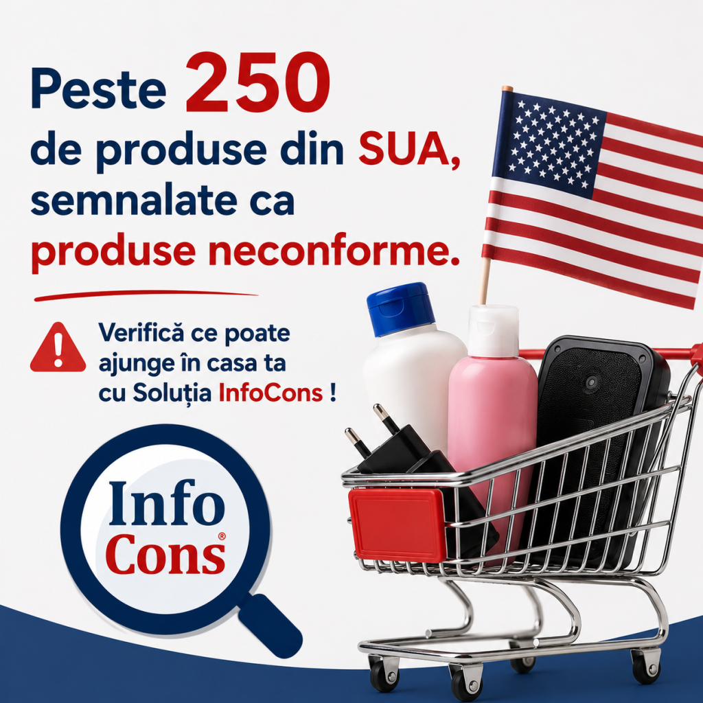 Peste 250 de produse din SUA, semnalate ca produse neconforme . Verifică ce poate ajunge &icirc;n casa ta cu Soluția InfoCons !