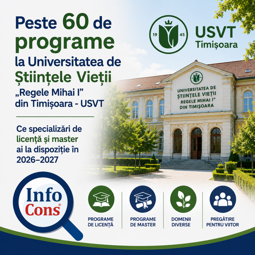 Peste 60 de programe la Universitatea de Științele Vieții „Regele Mihai I” din Timișoara - USVT : ce specializări de licență și master ai la dispoziție în 2026–2027