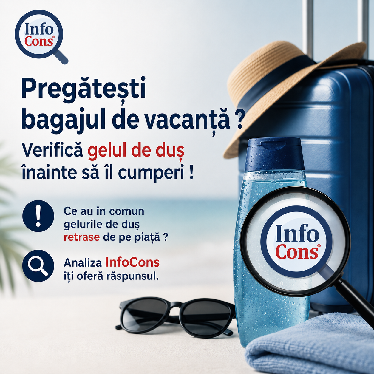 Pregătești bagajul de vacanță ? Verifică gelul de duș înainte să îl cumperi – Ce au în comun gelurile de duș retrase de pe piață ? Analiza InfoCons îți oferă răspunsul