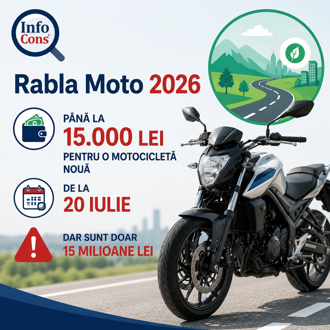 Rabla Moto 2026 : p&acirc;nă la 15.000 lei pentru o motocicletă nouă de la 20 iulie &ndash; dar sunt doar 15 milioane de lei