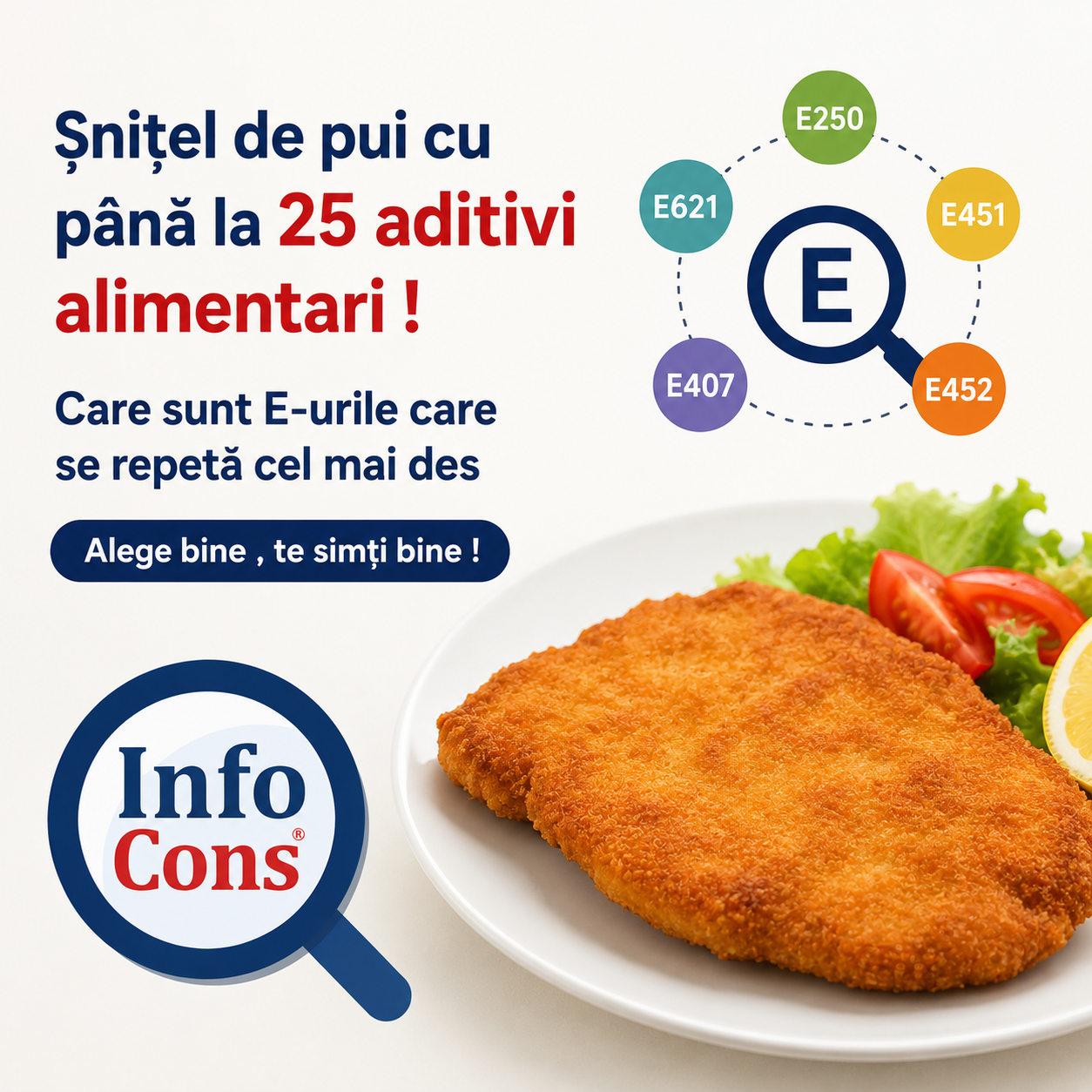 Șnițel de pui cu până la 25 aditivi alimentari ! Care sunt E-urile care se repetă cel mai des – Alege bine , te simți bine !