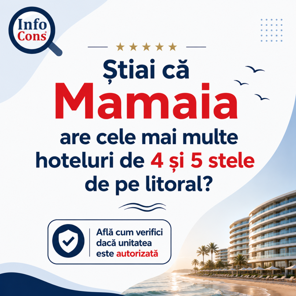 Știai că Mamaia are cele mai multe hoteluri de 4 și 5 stele de pe litoral ? Află cum verifici dacă unitatea este autorizată