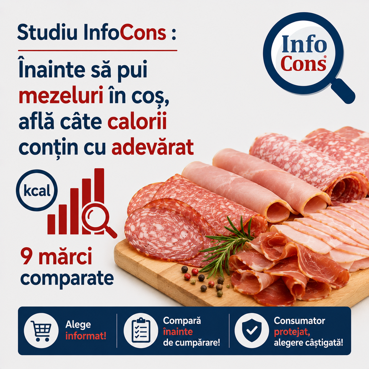 Studiu InfoCons : Înainte să pui mezeluri în coș, află câte calorii conțin cu adevărat - 9 mărci comparate