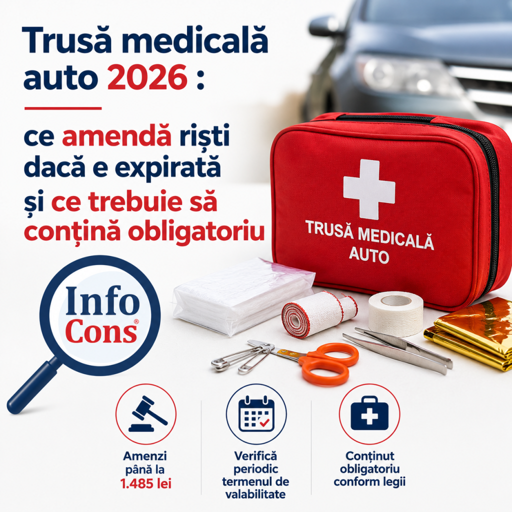 Trusă medicală auto 2026 : ce amendă riști dacă e expirată și ce trebuie să conțină obligatoriu