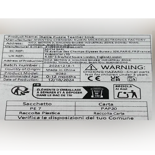 Jucărie zornăitoare cu cinci bile de dentiție.