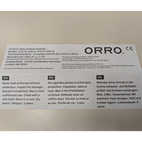 ORRO - Ochelari pentru eclipse solare