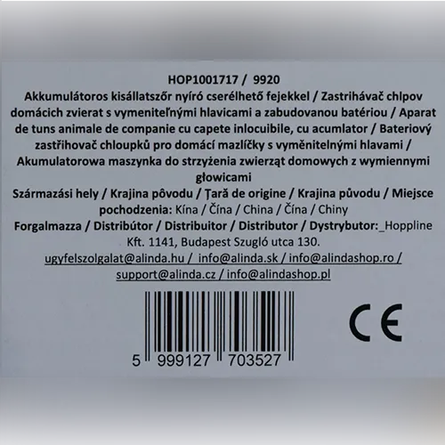 Aparat de tuns fără fir, reîncărcabil, pentru animale de companie, echipat cu 4 capete de atașare și accesorii interschimbabile.