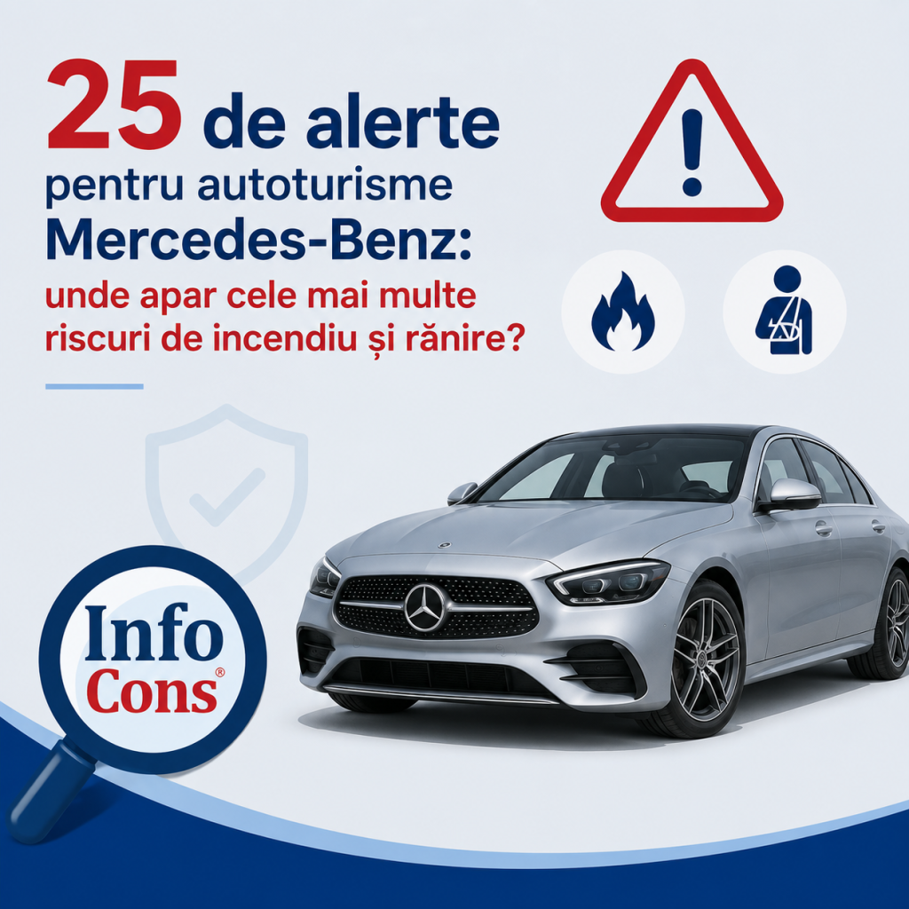 25 de alerte la autoturismele marca Mercedes-Benz : unde apar cele mai multe riscuri de incendiu și rănire ?