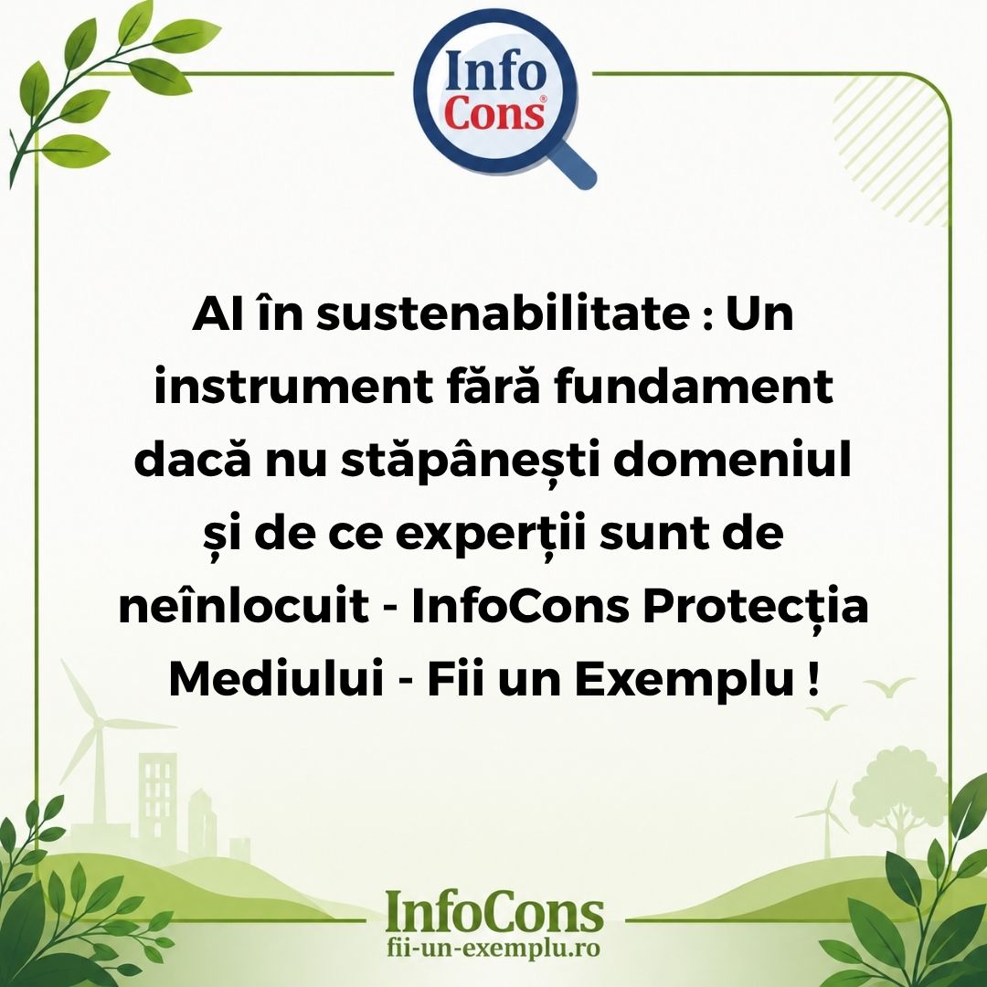 AI în sustenabilitate : Un instrument fără fundament dacă nu stăpânești domeniul și de ce experții sunt de neînlocuit  - InfoCons Protecția Mediului - Fii un Exemplu !