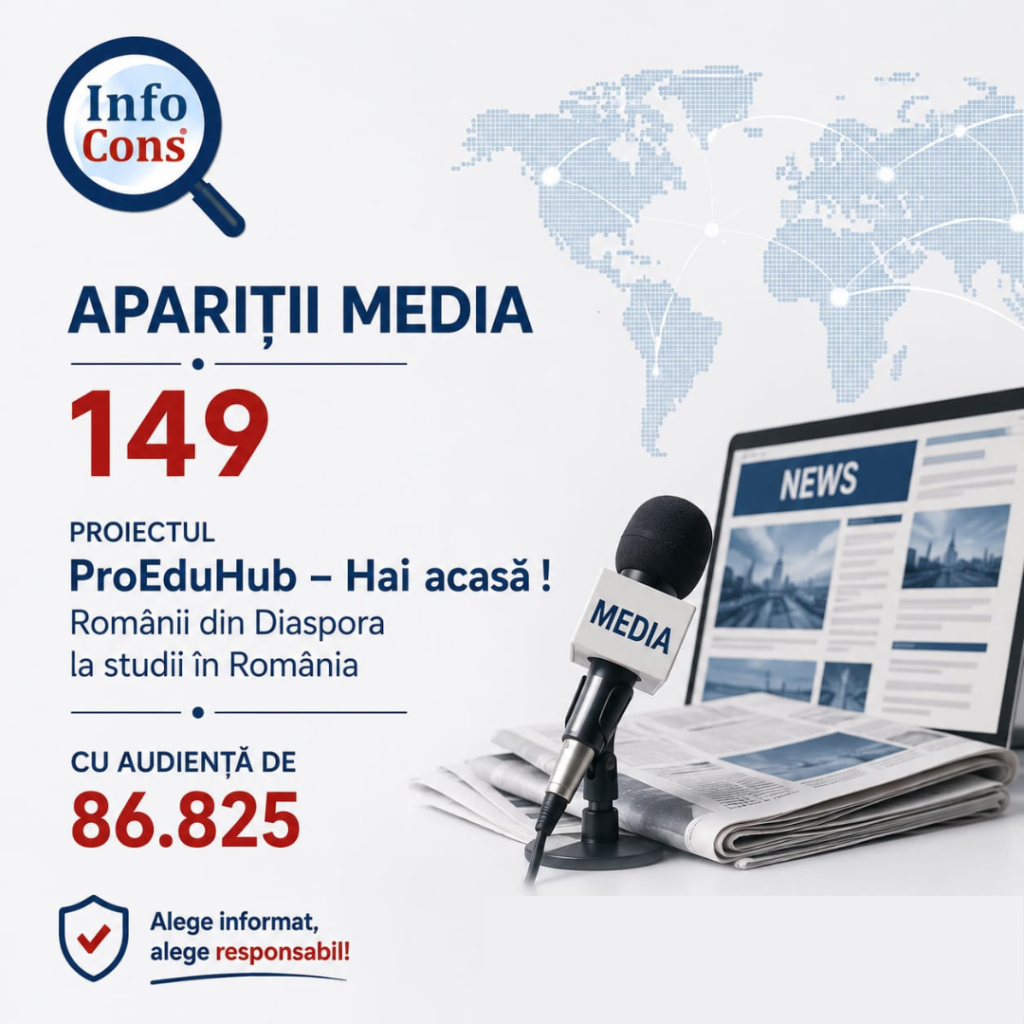 APARIȚII MEDIA 149 · PROIECTUL ProEduHub – Hai acasă ! Românii din Diaspora la studii în România cu audiență de 86.825