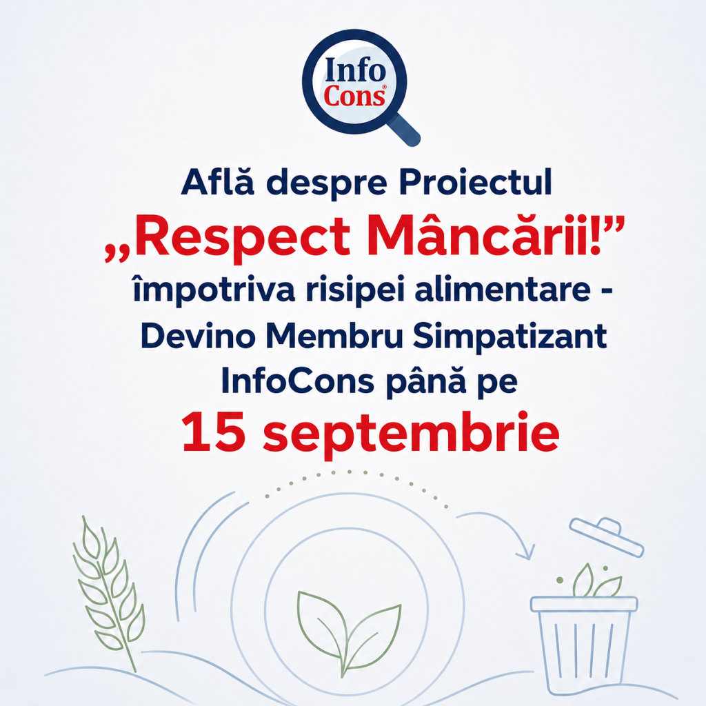 Află despre Proiectul Respect M&acirc;ncării ! &icirc;mpotriva risipei alimentare - Devino Membru Simpatizant InfoCons p&acirc;nă pe 15 septembrie