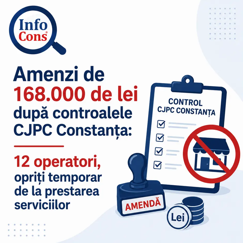 Amenzi de 168.000 de lei după controalele CJPC Constanța 12 operatori, opriți temporar de la prestarea serviciilor