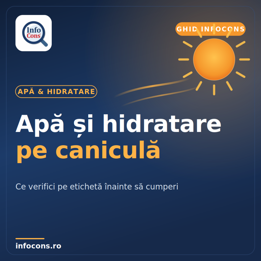Apă și hidratare pe caniculă – ce verifici pe etichetă înainte să cumperi. Cum verifici
