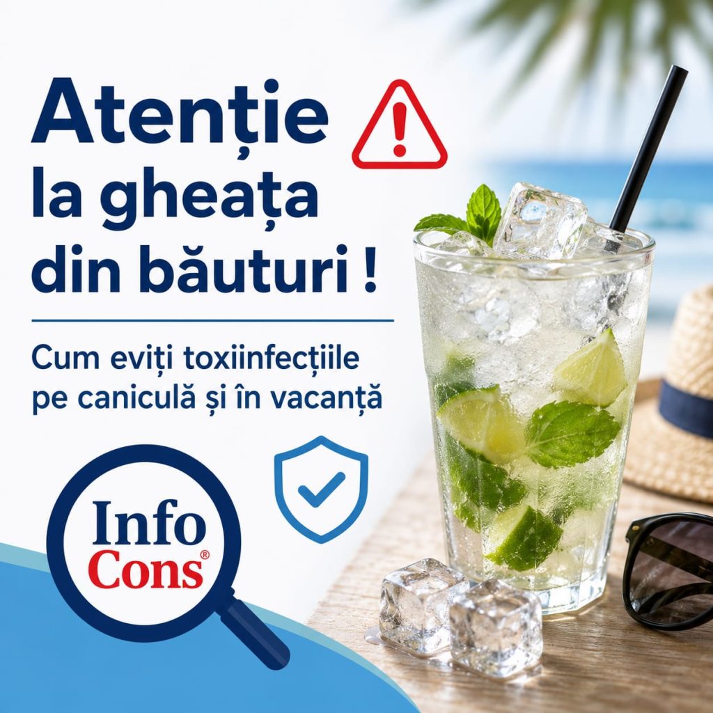 Atenție la gheața din băuturi ! Cum eviți toxiinfecțiile pe caniculă și &icirc;n vacanță
