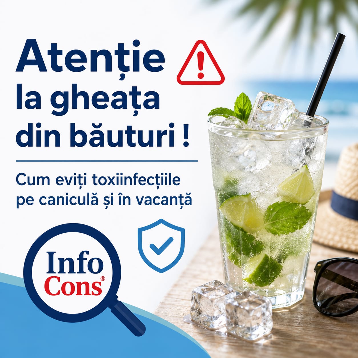 Atenție la gheața din băuturi ! Cum eviți toxiinfecțiile pe caniculă și în vacanță