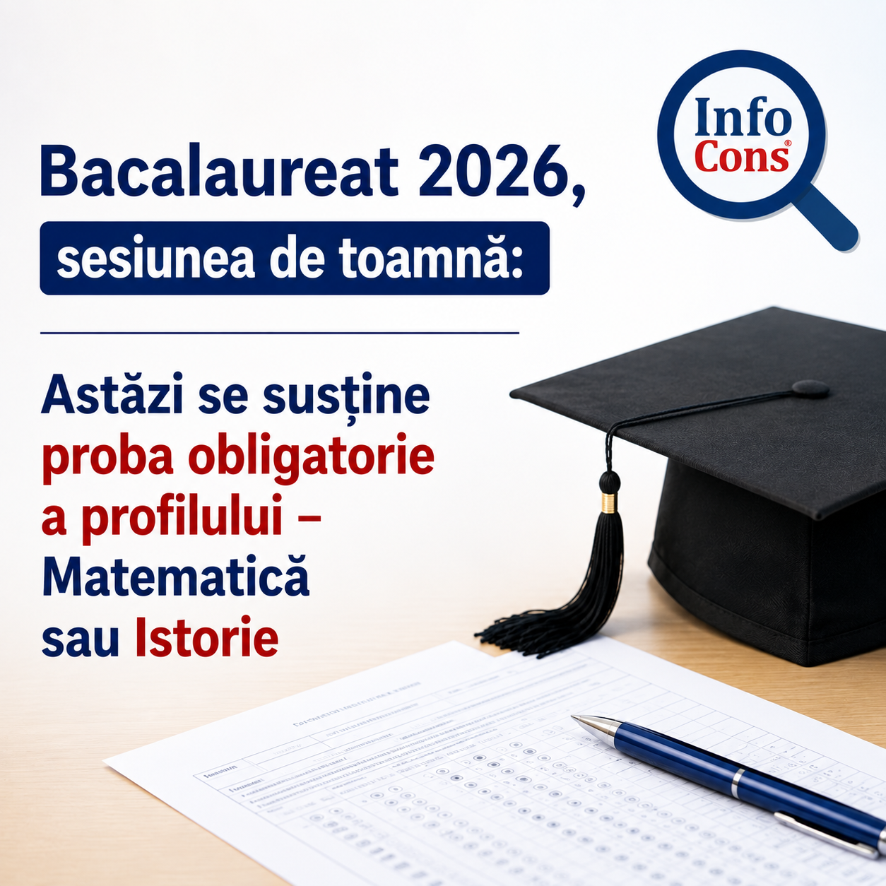Bacalaureat 2026, sesiunea de toamnă : Astăzi se susține proba obligatorie a profilului – Matematică sau Istorie