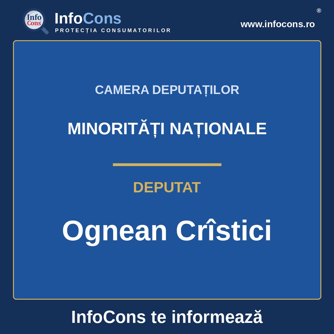 Camera Deputaților și deputatul Ognean Crîstici – InfoCons te informează