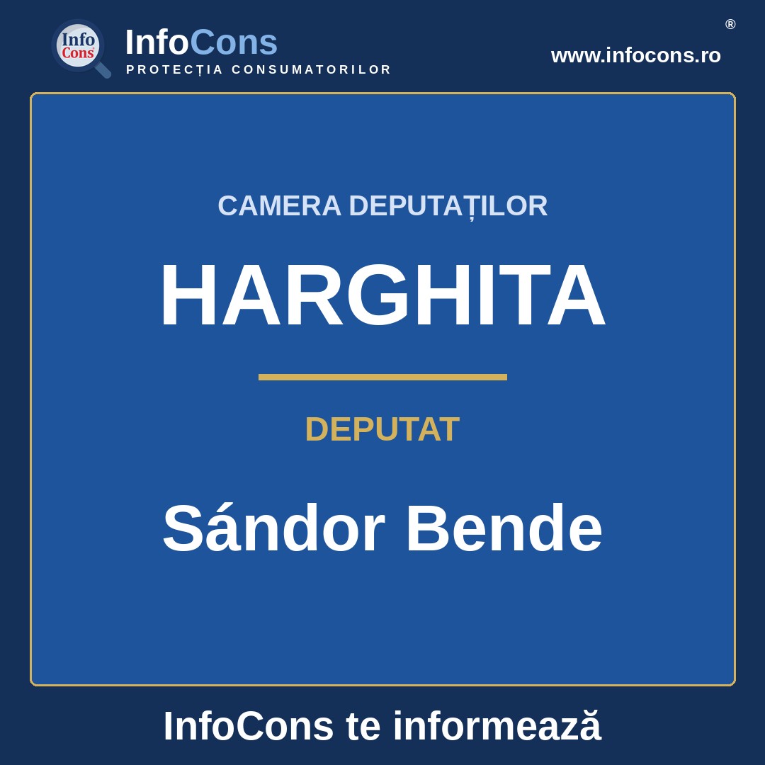 Camera Deputaților și deputatul Sándor Bende – InfoCons te informează