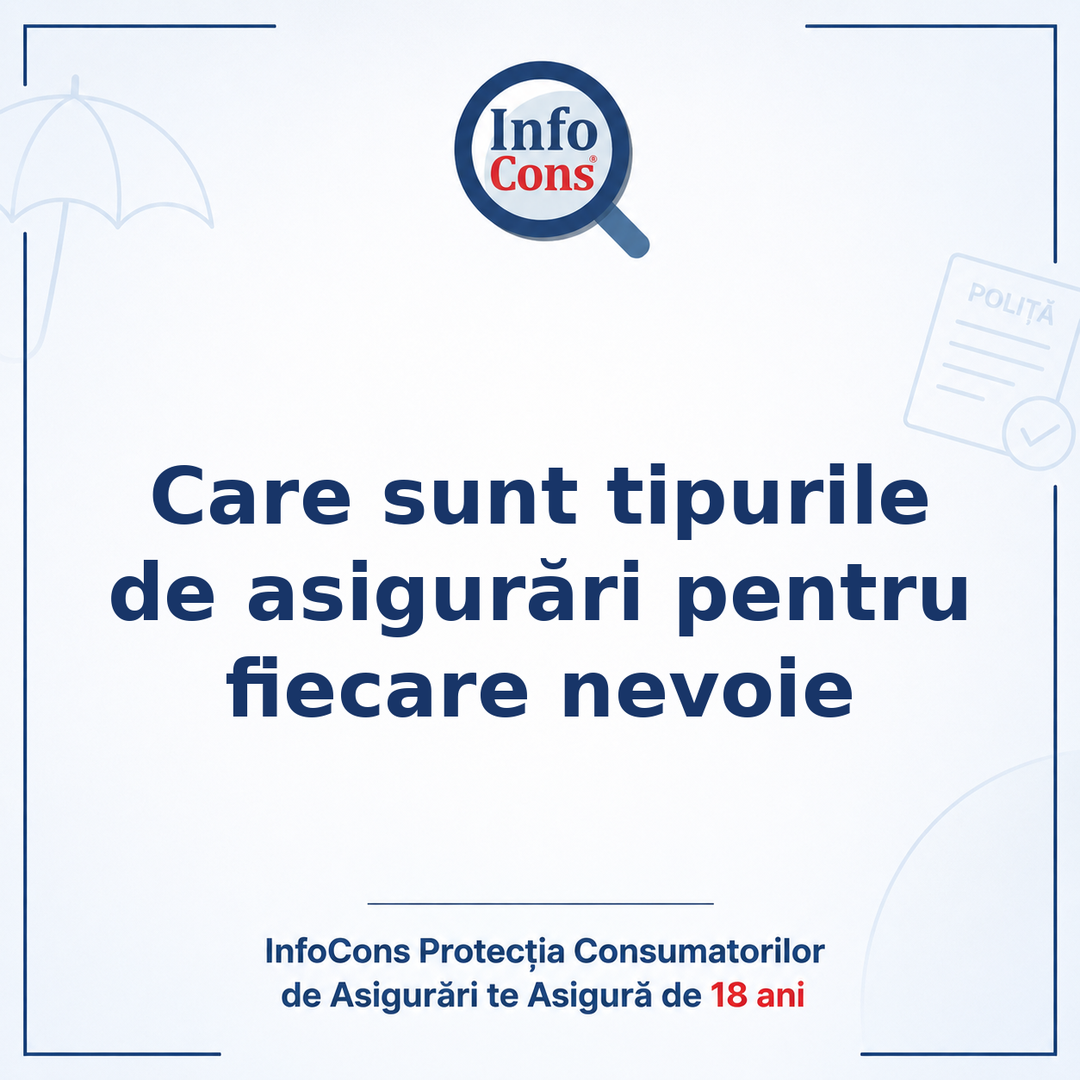 Care sunt tipurile de asigurări pentru fiecare nevoie - InfoCons Protecția Consumatorilor de Asigurări te Asigură de 18 ani