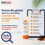Extras din ghidul pentru achiziția cremelor de protecție solară cu SPF – Recomandările InfoCons - lista de verificare înainte de cumpărare