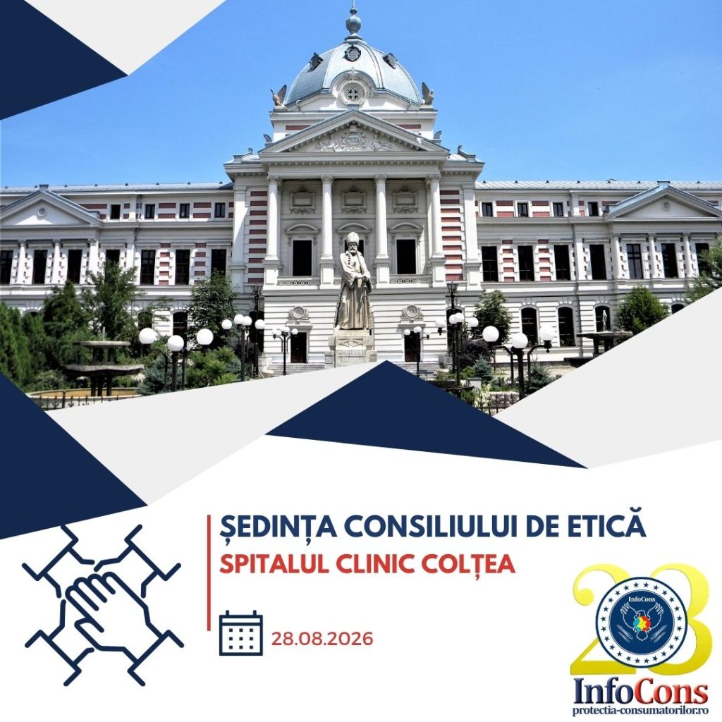 Reprezentantul InfoCons Protecția Consumatorilor participă la ședința Consiliului de Etică al Spitalului Clinic Colțea
