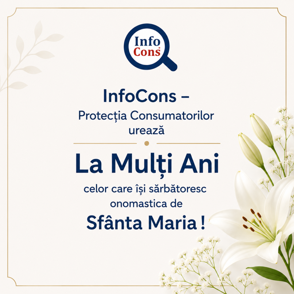 InfoCons – Protecția Consumatorilor urează La Mulți Ani celor care își sărbătoresc onomastica de Sfânta Maria !