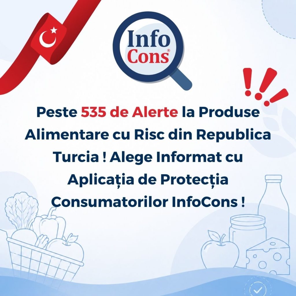 Peste 535 de Alerte la Produse Alimentare cu Risc din Republica Turcia ! Alege Informat cu Aplicația de Protecția Consumatorilor InfoCons !