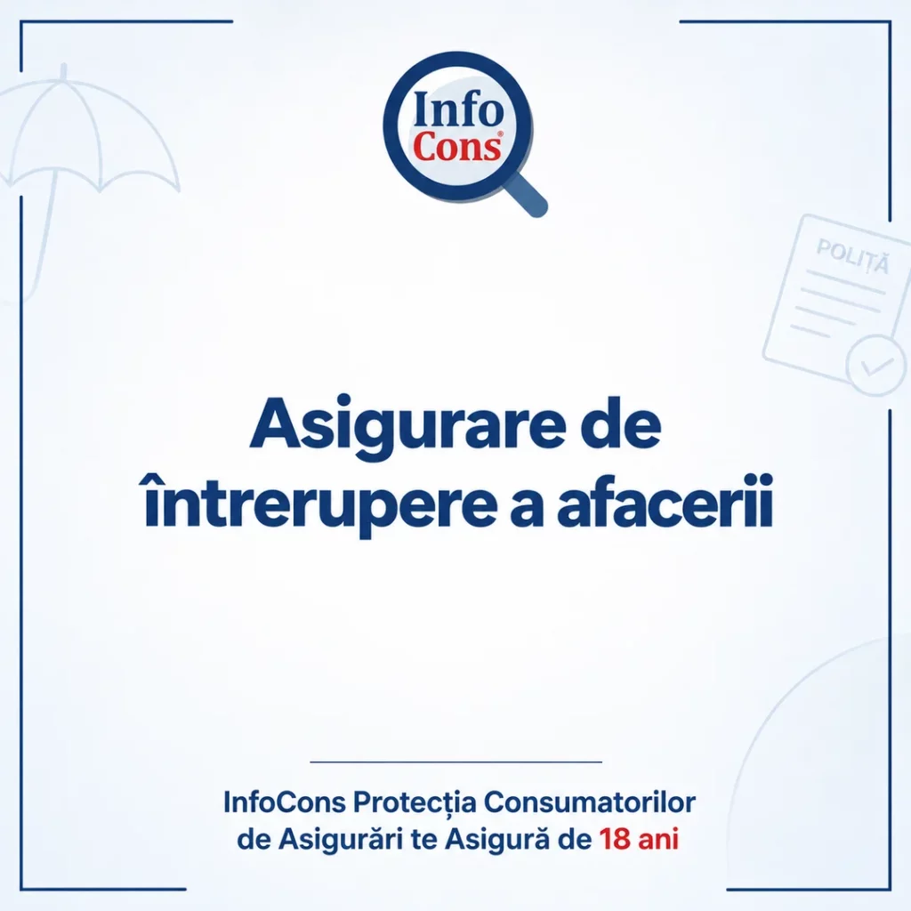 Asigurare de &icirc;ntrerupere a afacerii &ndash; InfoCons Protecția Consumatorilor de Asigurări te Asigură de 18 ani