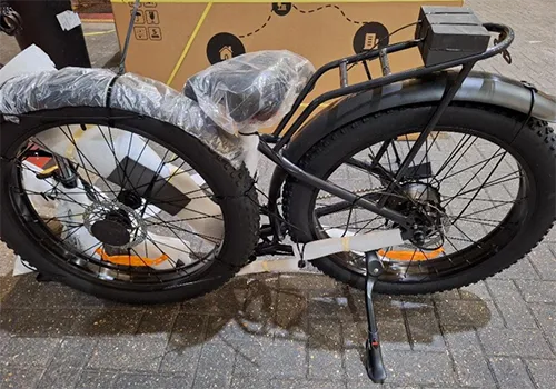 Bicicletă electrică cu priză de perete și alimentare cu &icirc;ncărcare.