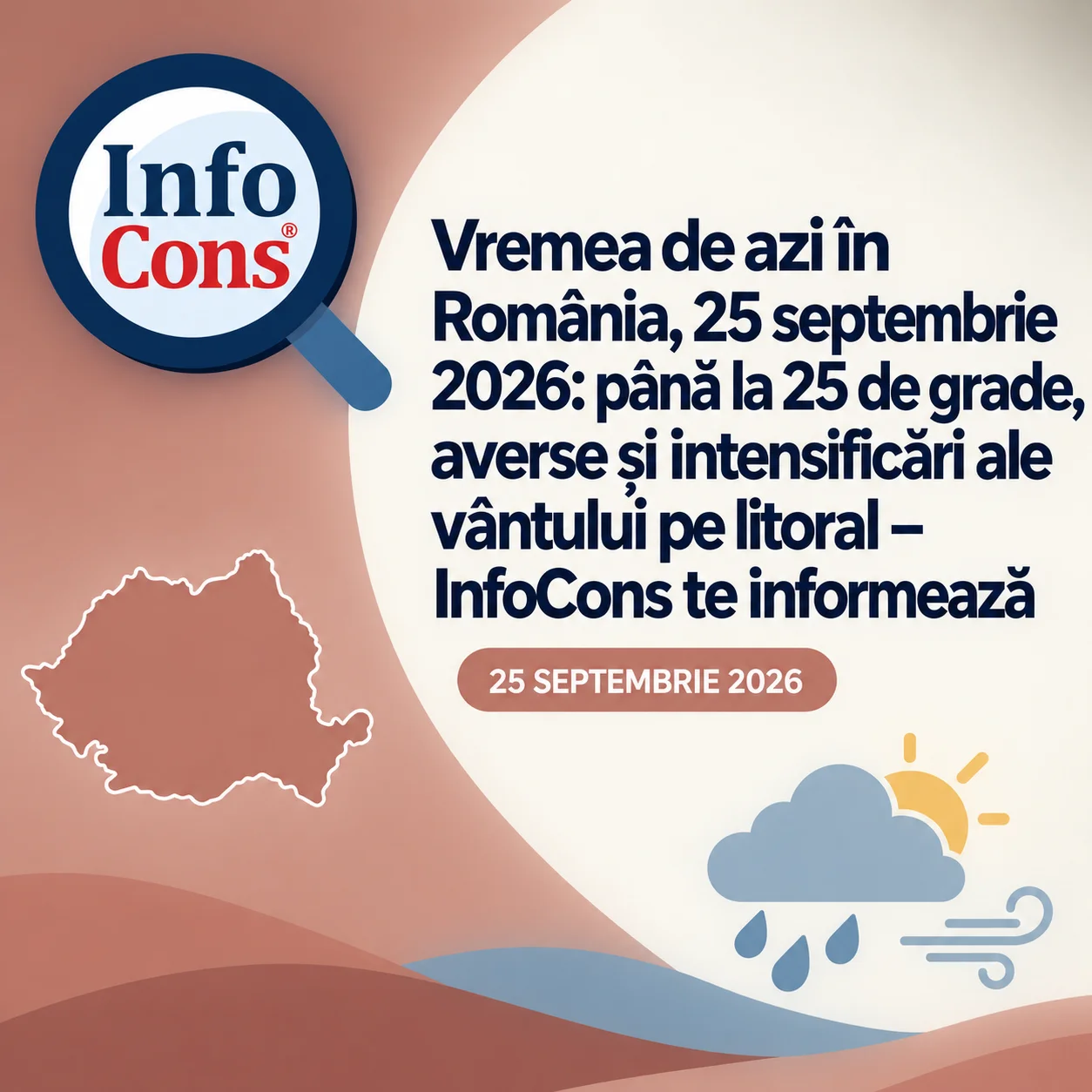 Vremea de azi în România , 25 septembrie 2026 : până la 25 de grade, averse și intensificări ale vântului pe litoral – InfoCons te informează