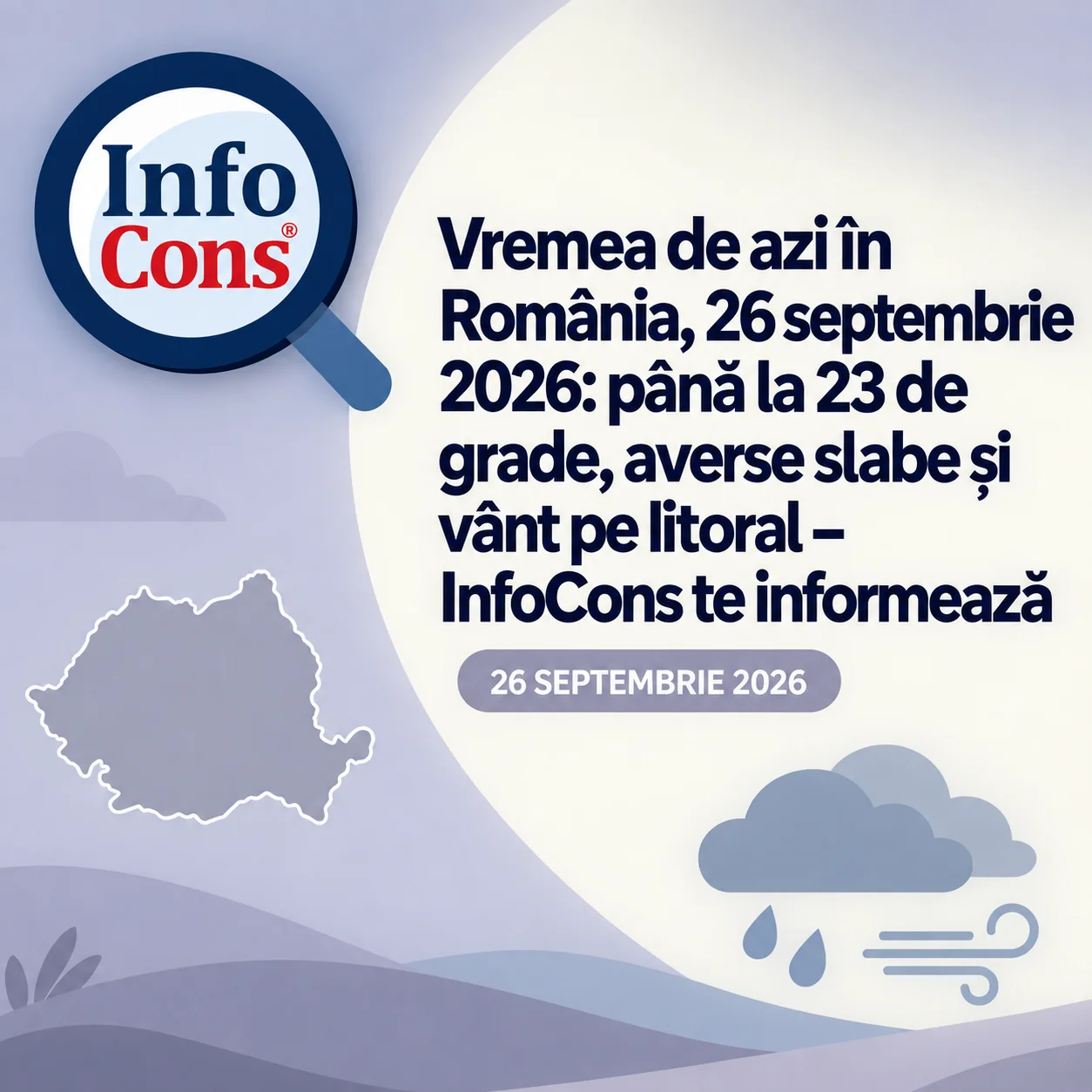 Vremea de azi în România , 26 septembrie 2026 : până la 23 de grade, averse slabe și vânt pe litoral – InfoCons te informează