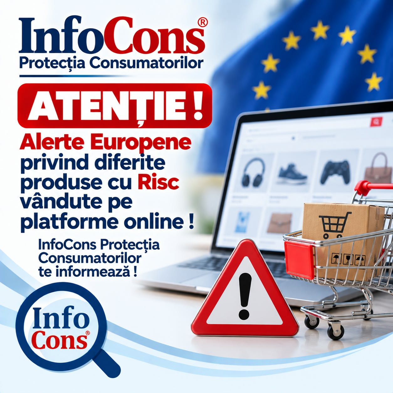 ATENȚIE ! Alerte Europene privind diferite produse cu Risc vândute pe platforma eMag ! InfoCons Protecția Consumatorilor te informează !