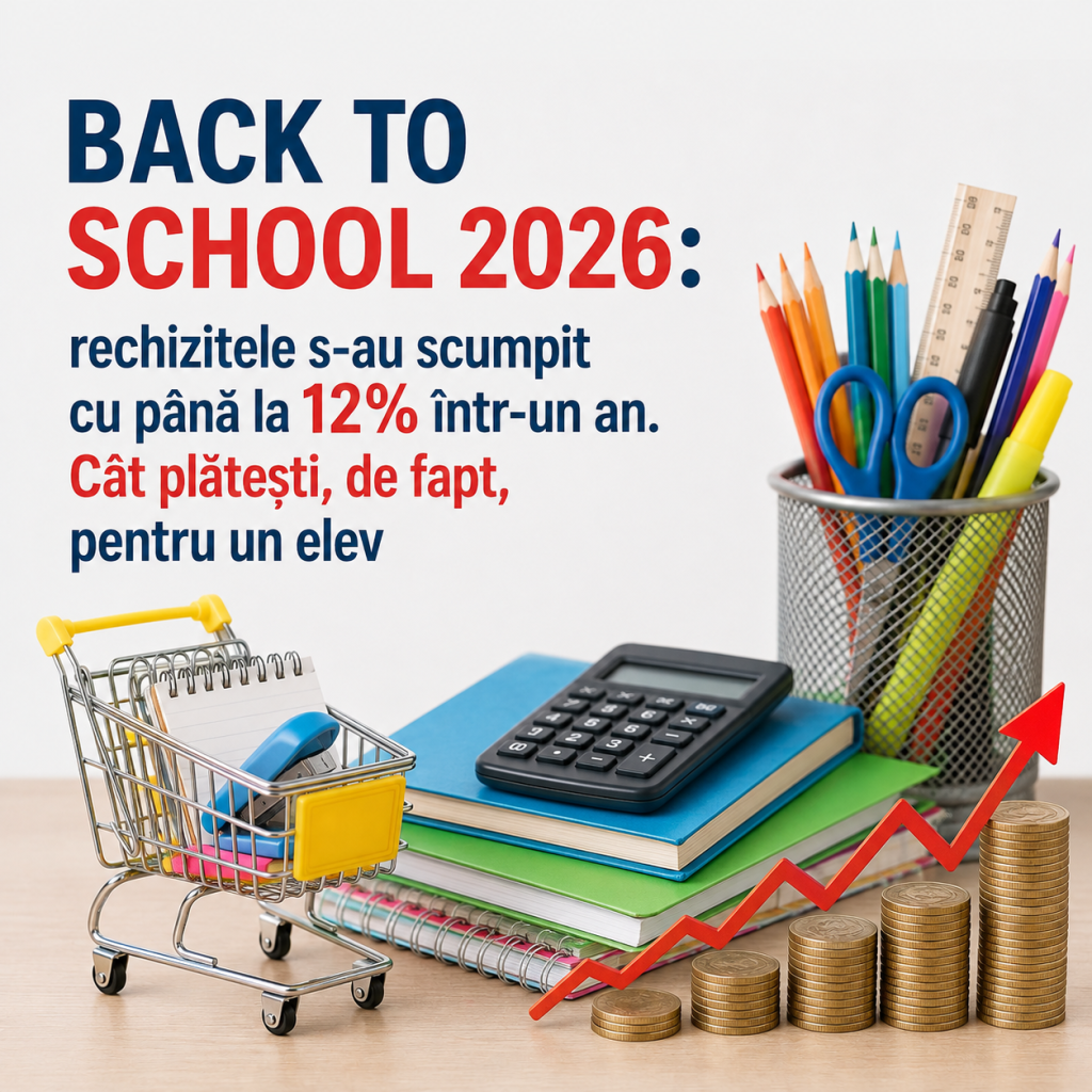 Back to School 2026 : rechizitele s-au scumpit cu p&acirc;nă la 12% &icirc;ntr-un an . C&acirc;t plătești, de fapt, pentru un elev