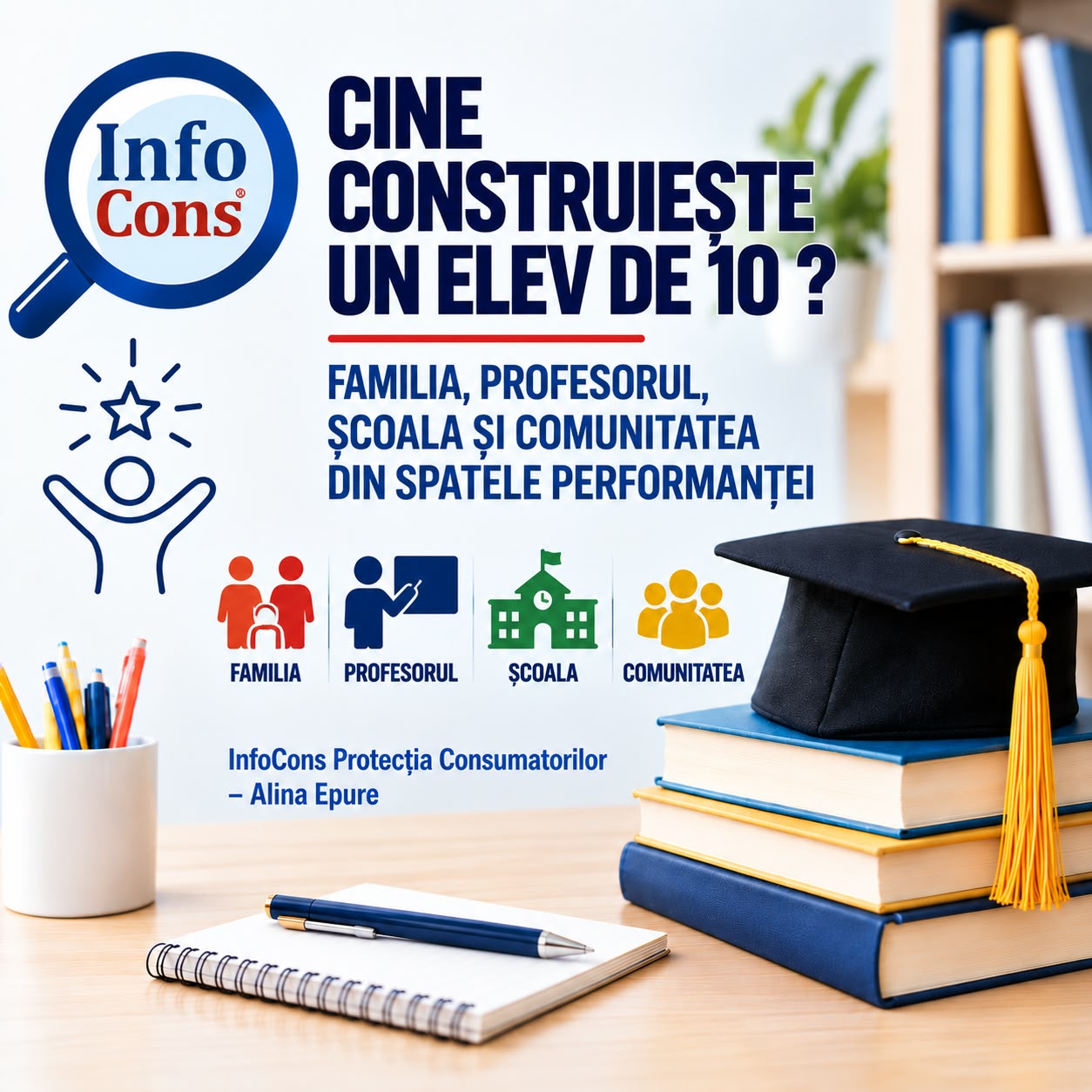 CINE CONSTRUIEȘTE UN ELEV DE 10 - FAMILIA, PROFESORUL, ȘCOALA ȘI COMUNITATEA DIN SPATELE PERFORMANȚEI – InfoCons Protecția Consumatorilor – Alina Epure