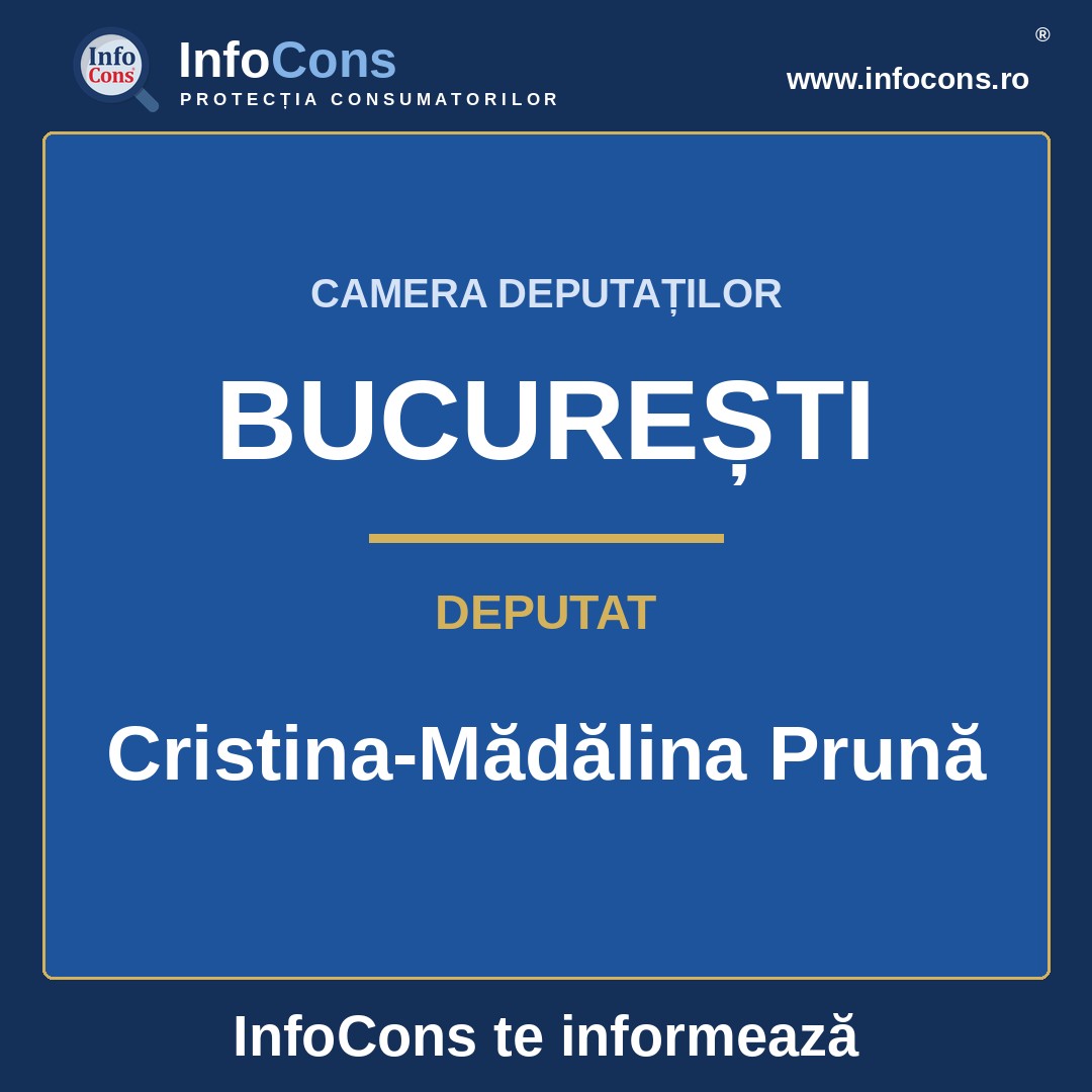 Camera Deputaților și deputata Cristina-Mădălina Prună – InfoCons te informează