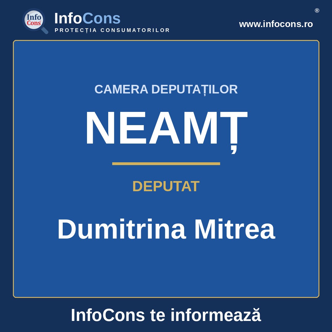 Camera Deputaților și deputata Dumitrina Mitrea – InfoCons te informează
